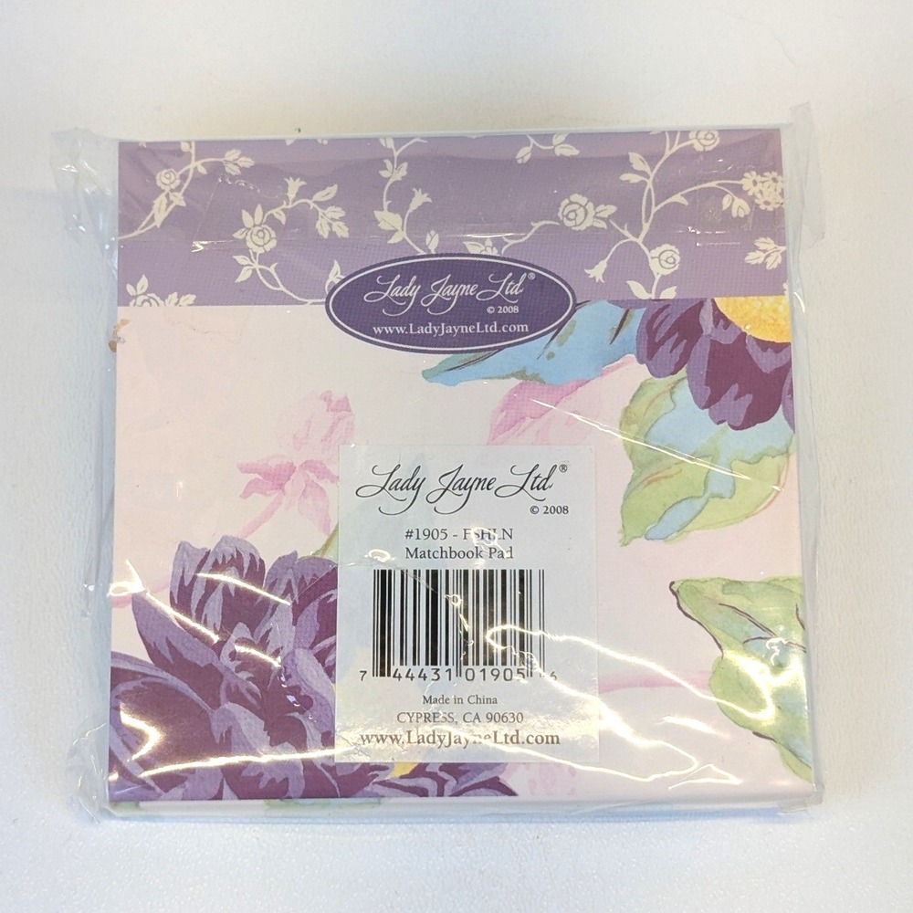Lady Jayne Floral Matchbook Notepad & Pen Set Purple Cottage Shabby Chic (Read) - Picture 2 of 3